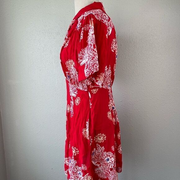 NWT Free People Red And White Floral Midi Dress Size S - Picture 3 of 9